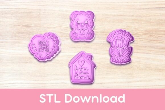 Bake a Heartfelt Gift for Mom with Mothers Day Pack 1 Cookie Cutters and Stamp STLs