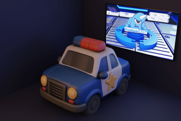 Cartoon Police Car: A Fun and Functional 3D Model for Your Projects