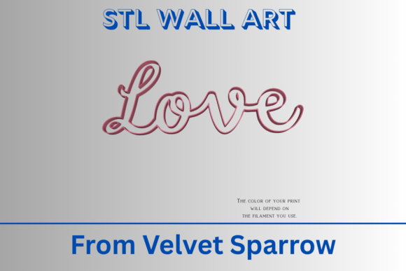 Elegant Love Cursive STL for Creative Wall Art