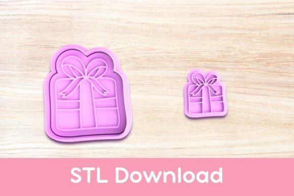 Gift Present Cookie Cutter and Stamp STL