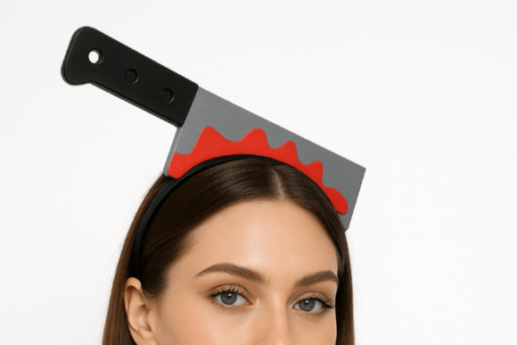 Prepare for a Spine-Tingling Halloween with the HeadBand Featuring a Cleaver Stuck in the Head