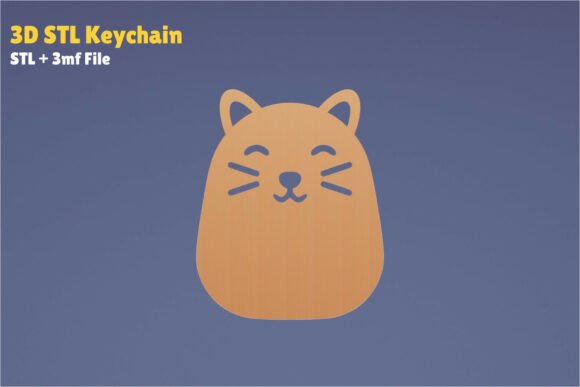 Simple Cat Keychain 3D Print Model